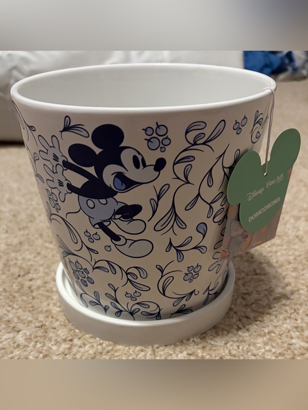 Disney Mickey Mouse Ceramic Floral Flower Pot NWT